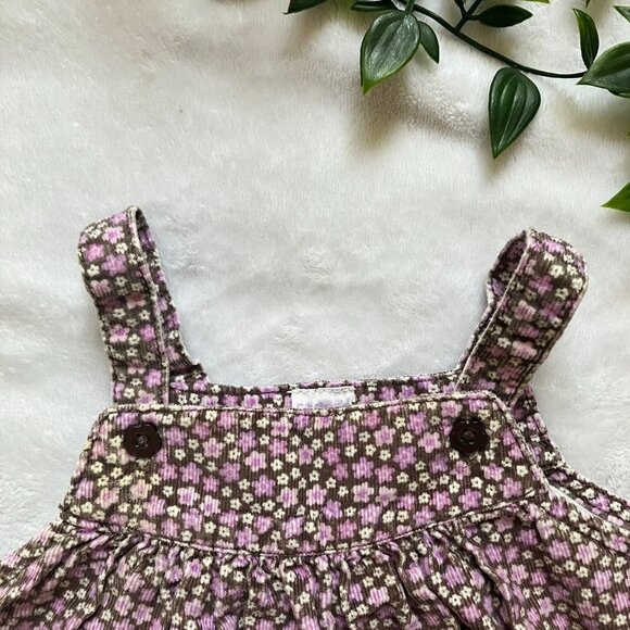 Carter’s 9M Purple Bodysuit + Floral Corduroy Jumper GUC Baby Girl Set Outfit - Picture 4 of 16